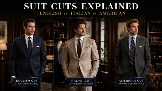 English, Italian and American suit cuts compared by structure, silhouette and tailoring style