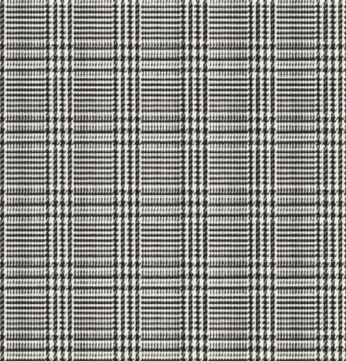 Close-up of black Prince of Wales check fabric featuring a traditional tailored plaid pattern