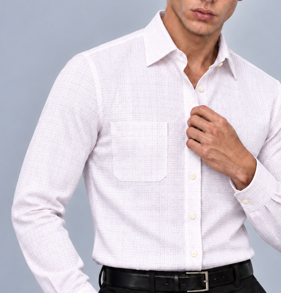 Men's Lavender Linen Dress Shirt