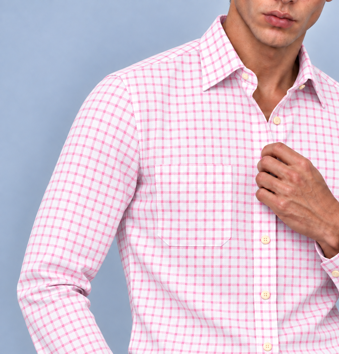 Men's Pink Shepherd's Check Dress Shirt