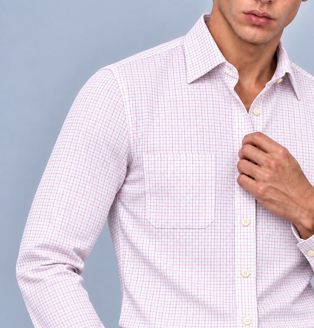 Men's Raspberry Micro Check Dress Shirt