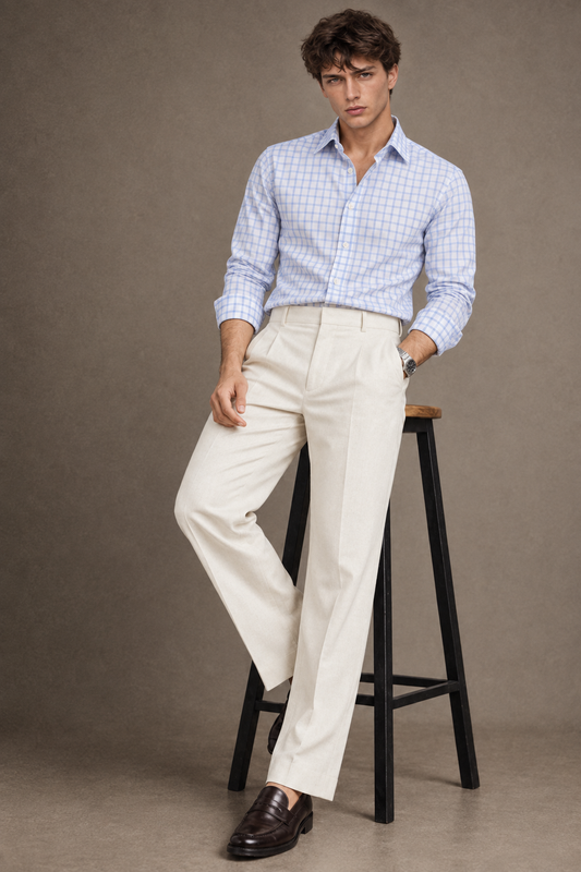 Sky Blue Twill Check Custom Shirt – Design in 3D