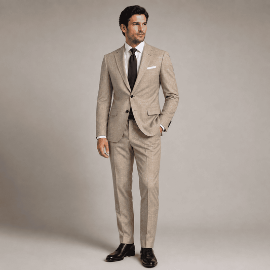 Beige Linen Bespoke Suit