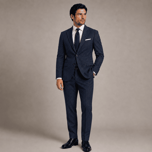 Navy Linen Bespoke Suit